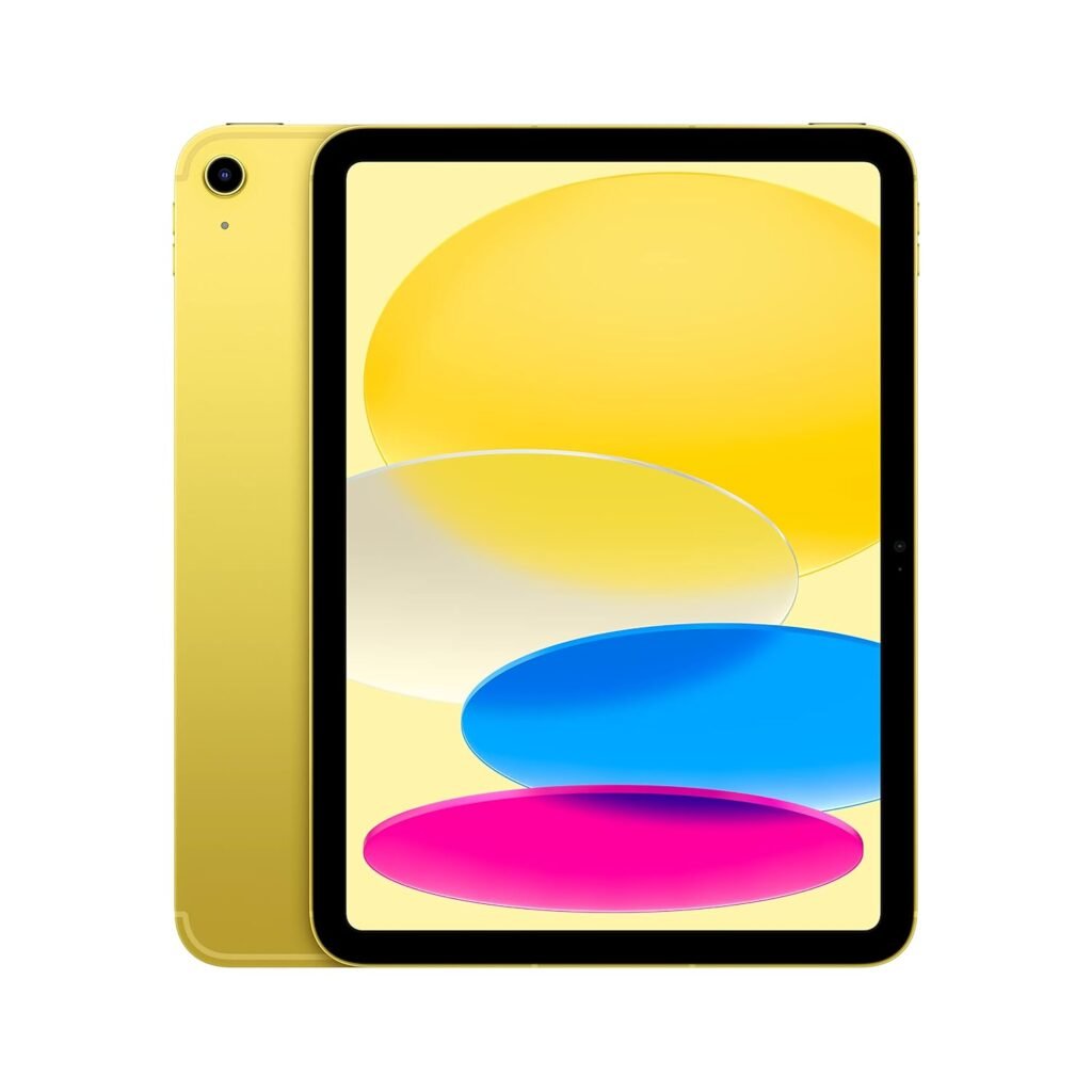 Apple iPad (10th generation): with A14 Bionic chip, 27.69 cm (10.9″) Liquid Retina display, 64GB, Wi-Fi 6 + 5G cellular, 12MP front/12MP back camera, Touch ID, all-day battery life – Yellow