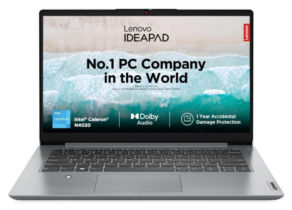 Lenovo IdeaPad 1 Intel Core Celeron N4020 14″ HD Thin and Light Laptop (8 GB/256GB SDD/Windows 11 Home/1Yr ADP Free/Cloud Grey/1.3Kg), 82V6005EIN