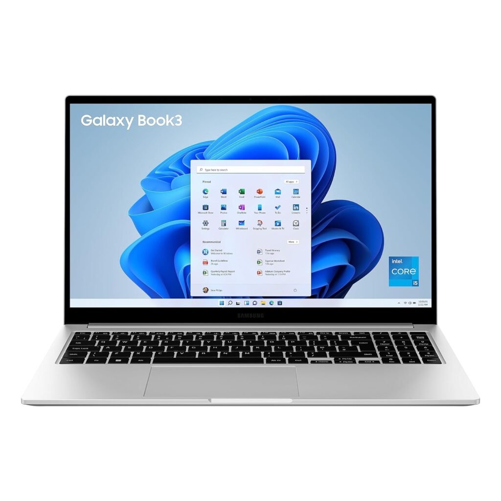 Samsung Galaxy Book3 Core i5 13th Gen 1335U – (8 GB/512 GB SSD/Windows 11 Home) Galaxy Book3 Thin and Light Laptop (15.6 Inch, Silver, 1.58 Kg, with MS Office)