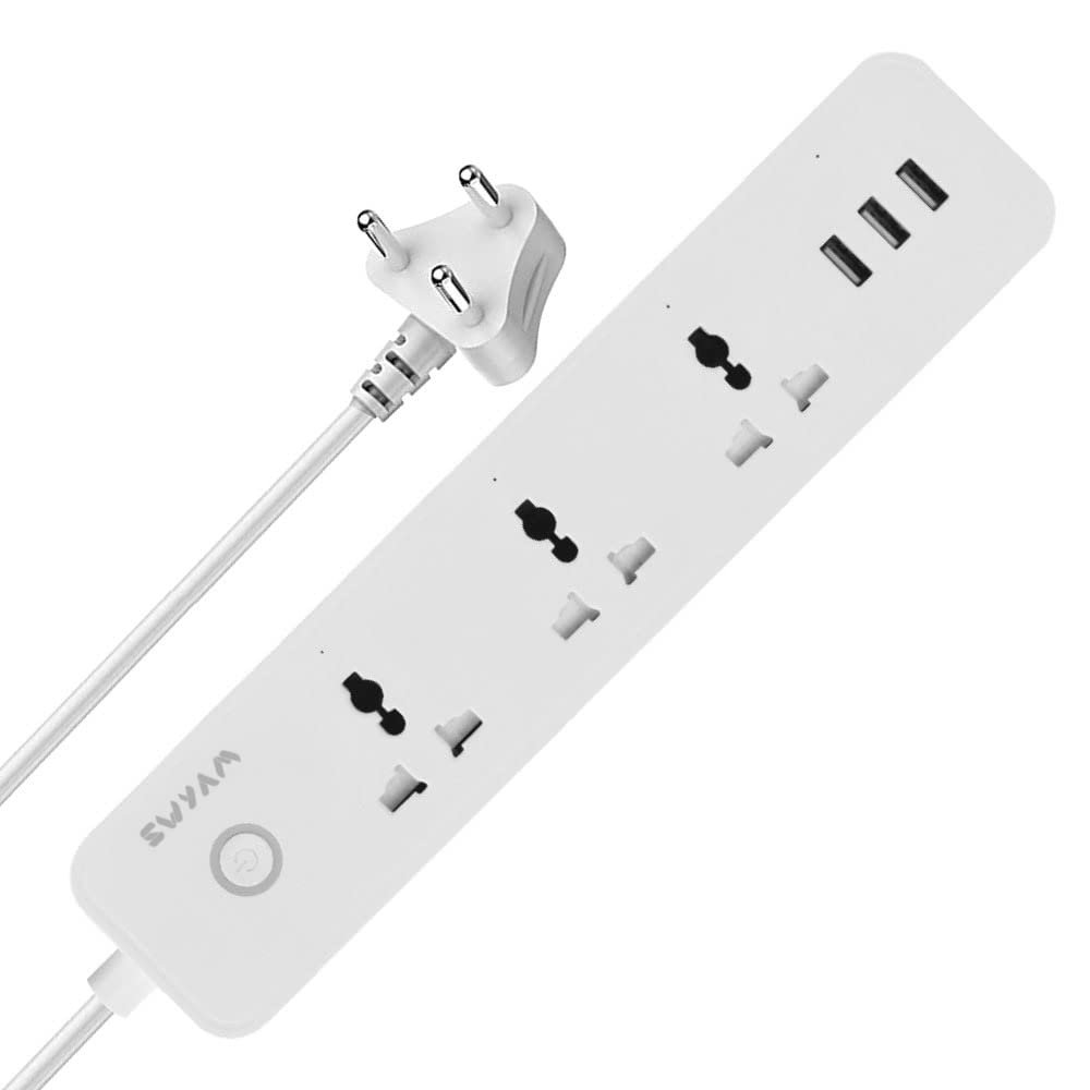 SWYAM® 4-in-1 Smart WiFi Power Strip Extension Board with 2Mtr Wire,240V AC, Works with SWYAM APP, No Hub Required, Supports Alexa & Google Voice Assistant, Home Automation