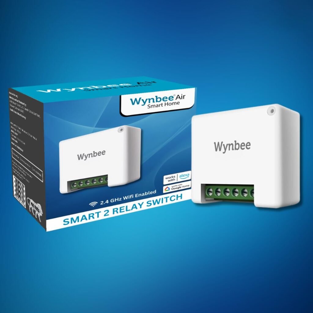 Wynbee Air 2 Relay Wifi Smart Switch Module, No Hub Required, Retrofit, Compatible with Alexa & Google Home, (2 Relay Switch)