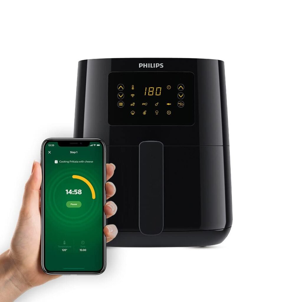 PHILIPS Digital Connected Smart Air Fryer, 4.1 Liter, Voice assistant control and Touch Panel,Wifi enabled,Uses upto 90% less fat,13-in-1 cooking functions,Black(HD9255/90)