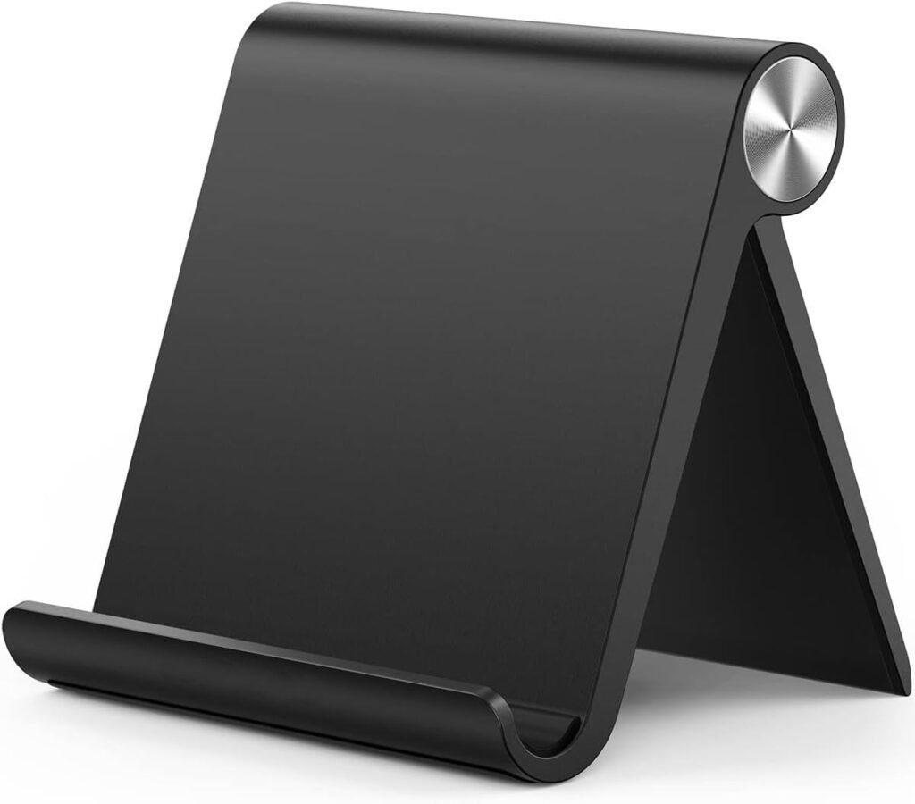 STRIFF Multi Angle Tablet/Mobile Stand, Phone Stand Holder for iPhone, Android, Samsung, OnePlus, Xiaomi. Portable,Foldable Stand.Perfect for Bed,Office, Home,Gift and Desktop (Black)