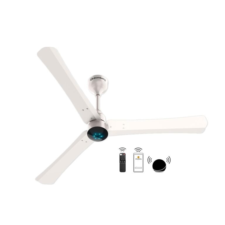 atomberg Renesa Smart+ 1200mm BLDC Ceiling Fan with IoT & Remote | BEE 5 star Rated Energy Efficient Ceiling Fan | High Air Delivery with LED Indicators | 2+1 Year Warranty (Pearl White)