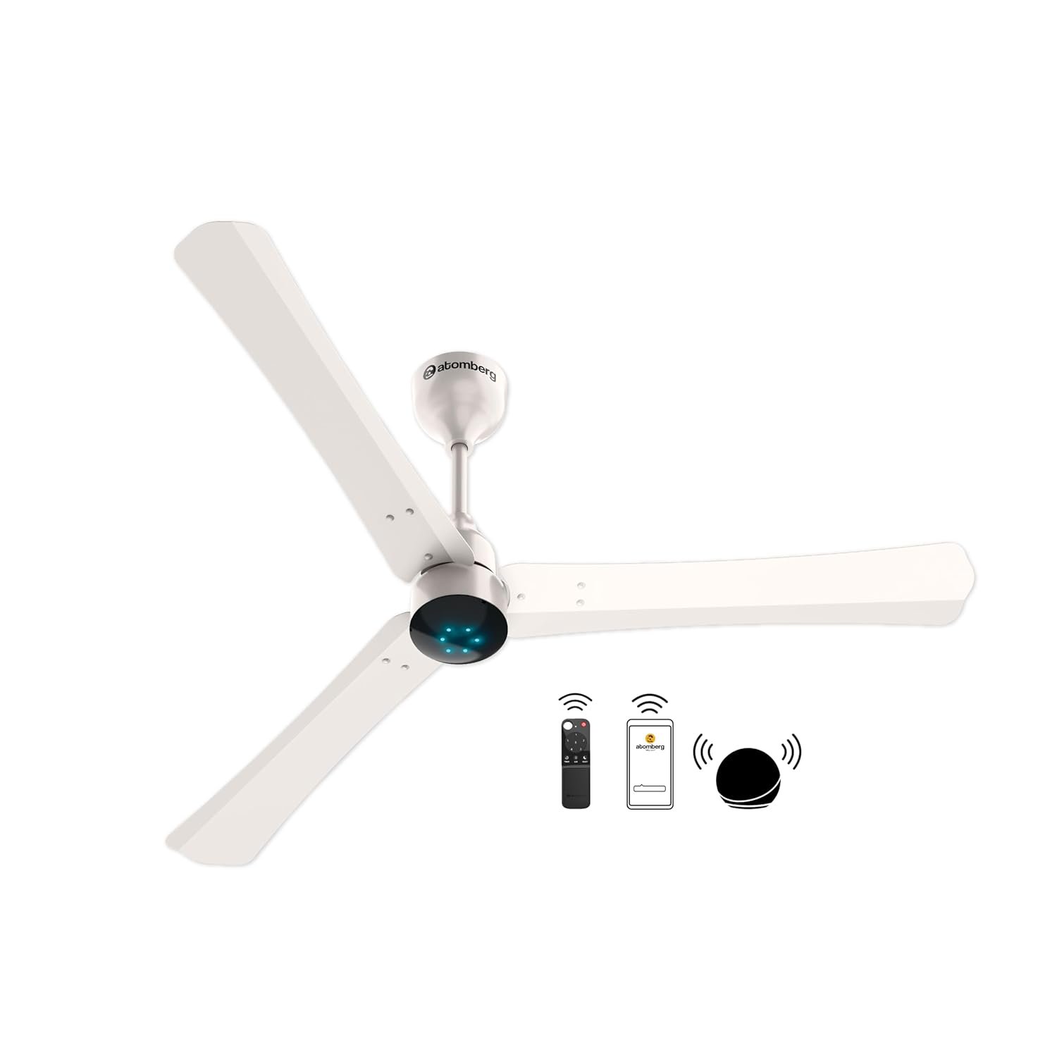 atomberg Renesa Smart+ 1200mm BLDC Ceiling Fan with IoT & Remote | BEE 5 star Rated Energy Efficient Ceiling Fan | High Air Delivery with LED Indicators | 2+1 Year Warranty (Pearl White)