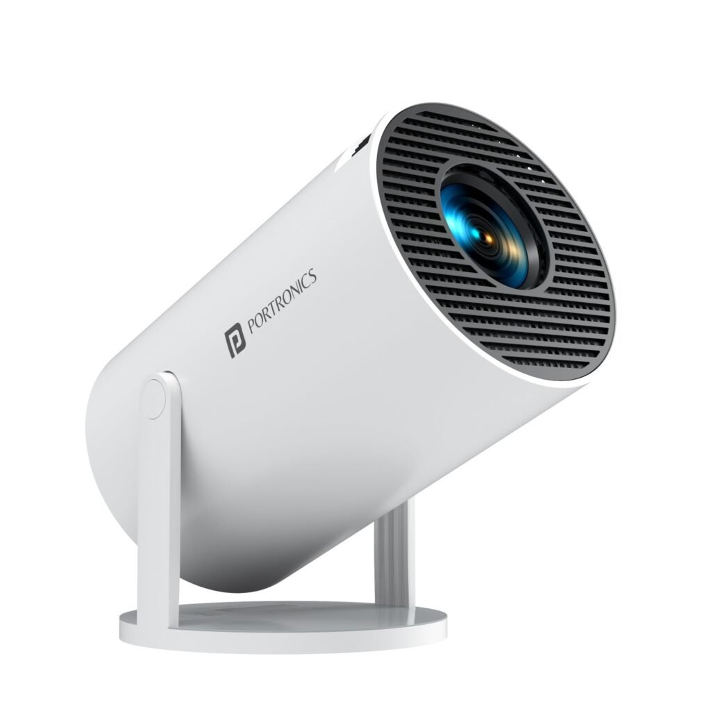 Portronics Beem 440 Smart LED Projector with 720p HD Resolution, Rotatable Design, Built-in Streaming Apps (Netflix, Prime Video, Hotstar), 1800 Lumens, Screen Mirroring, 3 Watts Speaker (White)