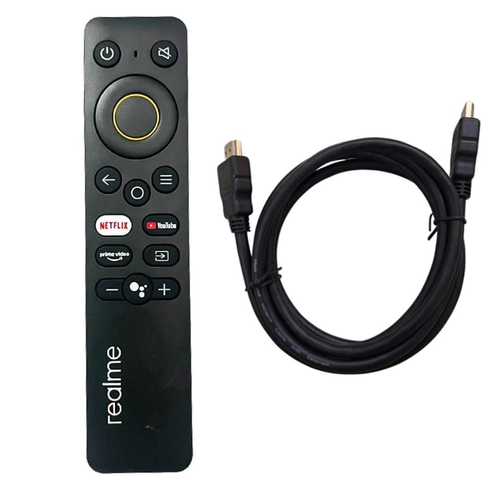 Supreme E-Commerce Smart Infrared Non Voice TV Remote Compatible for Realme Android LED OLED QLED TV with 1 pcs HDMI Cable 4K for All HDMI Devices LED TV