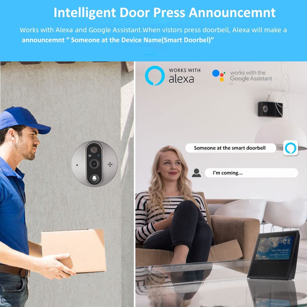 DEVIANT Wireless WiFi Smart Video Doorbell with Display Screen| Mobile App Control | Intruder Motion Alarm System | 1080P FHD Camera | 2-Way Talk