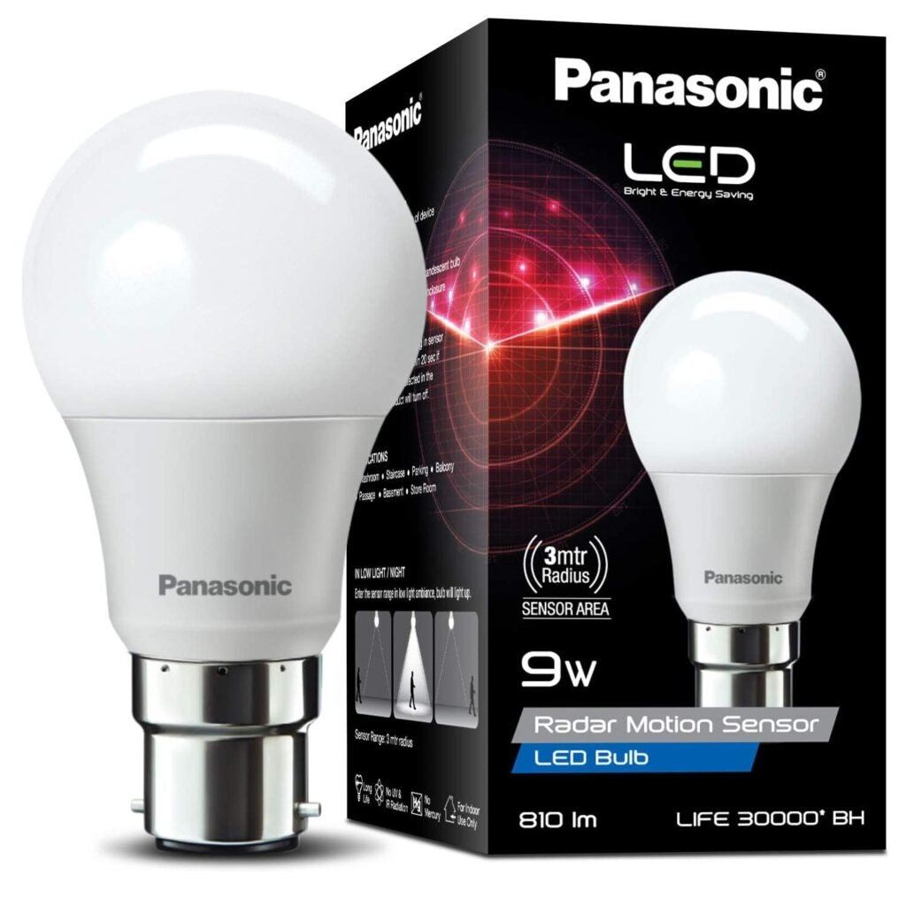 Panasonic 9 Watt Motion Sensor LED Bulb for Home with 3 Mtr Radius Sensor Area, Auto Off After 15 Sec comes with 25000 BH Life and 1 Yr Warranty