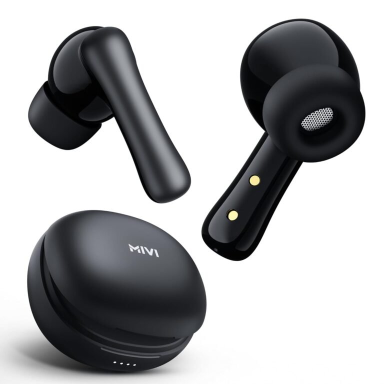 Mivi DuoPods i2 True Wireless Earbuds, 45+ Hrs Playtime, HD Call Clarity, Fast Charging, Type C, 13mm Bass drivers, IPX 4.0 Sweat Proof, BT v5.3, Made in India Earbuds – Black