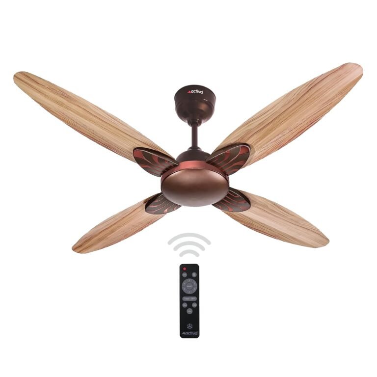 ACTIVA Premium Series Lotus 1200 MM Noiseless 380 RPM High Speed BLDC Motor (28 Watts) with Remote control Wood Ceiling Fan With Wooden Finish come with 5 Years Warranty (RoseWood)