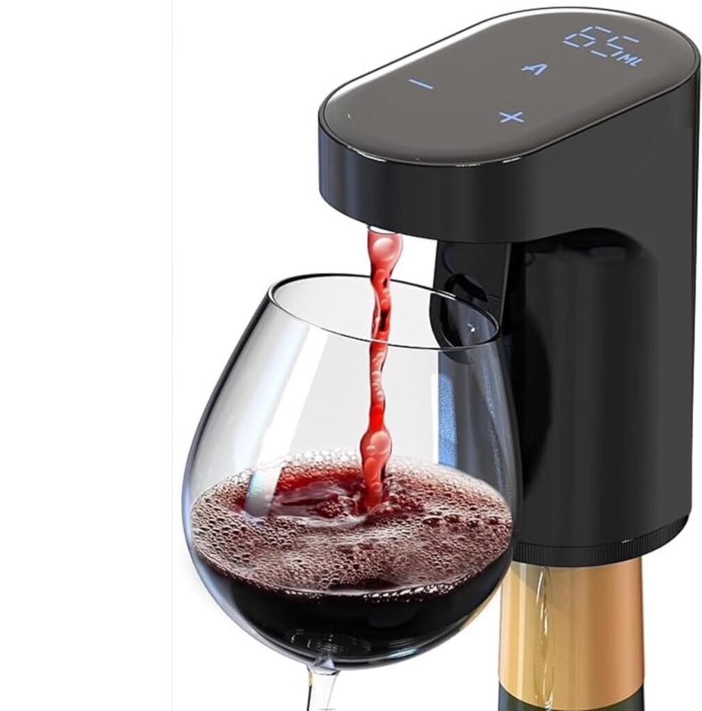 Bebo Creations Electric Peg Measurer Cup Whiskey Wine Decanter Aerator Dispenser Pourer & Bar Accessories for Home, Perfect Pouring Aerating & Gift for Men Women Mom Dad Boss Brother Husband, Black