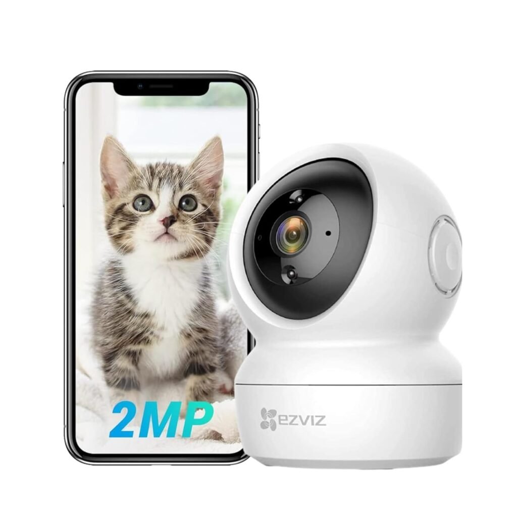 EZVIZ by Hikvision|2MP FullHD Pan & Tilt Smart Home Camera|Motion Detection|Auto Tracking|TwoWay Talk|Sleep Mode|MicroSD Card Upto 256GB|Alexa & Google Assistant|H6C, White