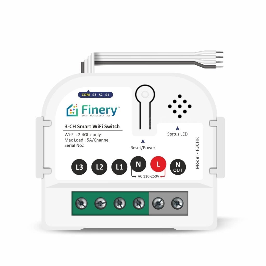 Finery 3 Node WiFi Smart Switch Retrofit Kit Supports Manual switches Compatible with Alexa & Google Home iOS and Android Smart Life app (3 Node/Gang)