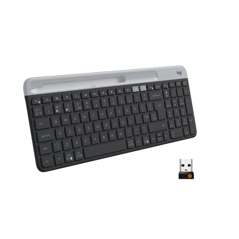 Logitech K580 Slim Multi-Device Wireless Keyboard Bluetooth/Receiver, Compact, Easy Switch, 24 Month Battery, Win/Mac, Desktop, Tablet, Smartphone, Laptop Compatible – Graphite