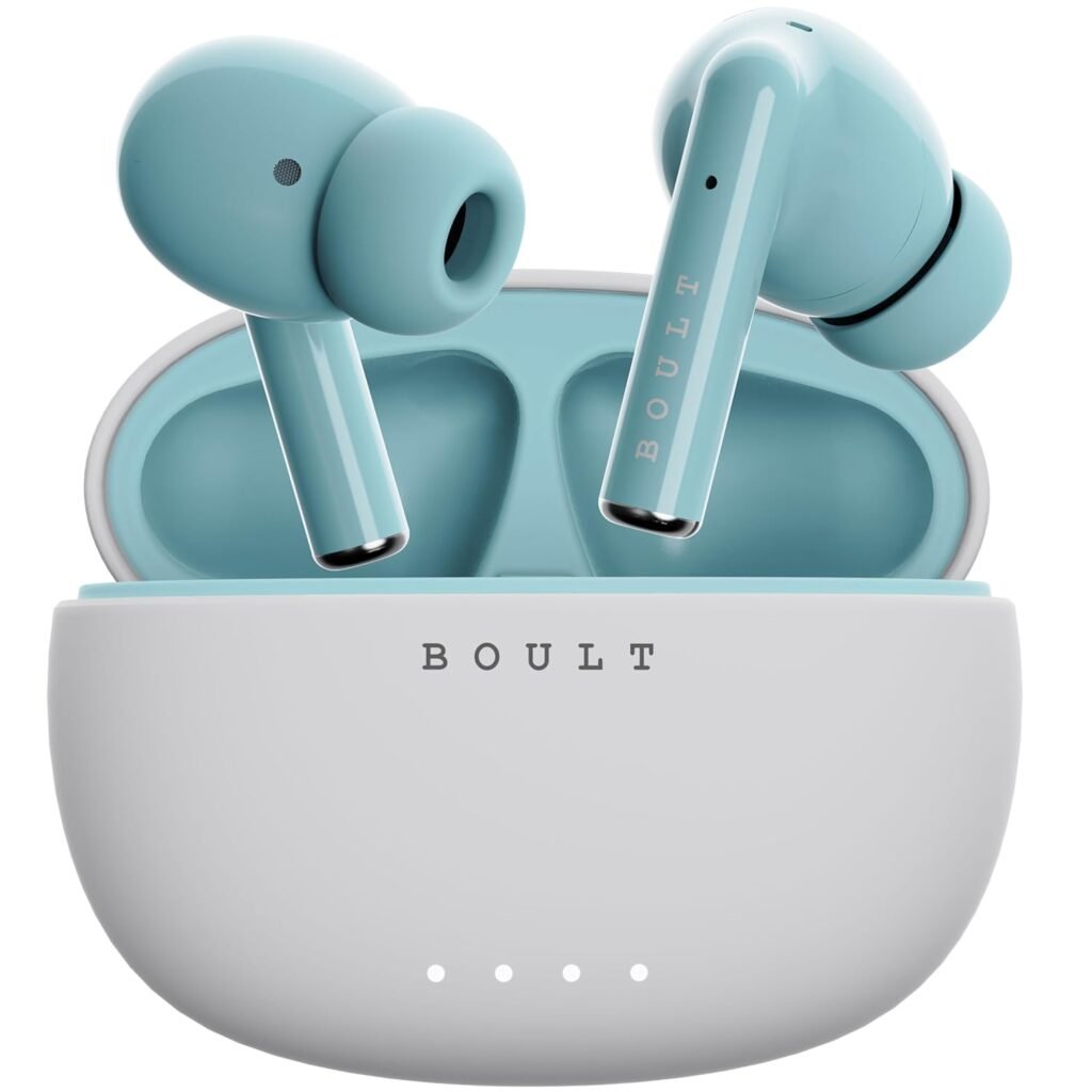 Boult Audio Newly Launched W20 Truly Wireless in Ear Earbuds with 35H Playtime, Zen™ ENC Mic, 45ms Low Latency, 13mm Bass Drivers, Type-C Fast Charging, Made in India, IPX5 ear buds TWS (Glacier Blue)