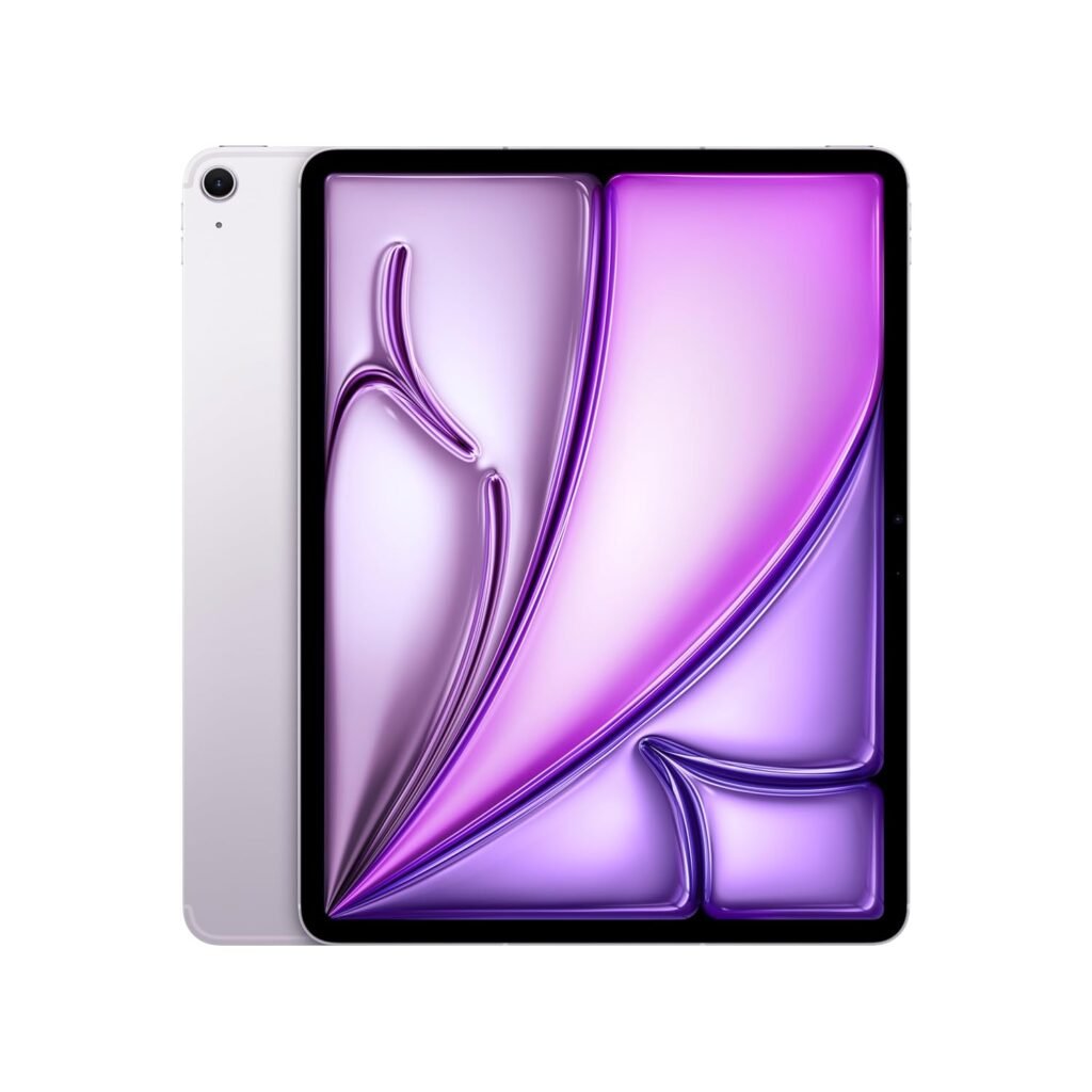 Apple iPad Air 13″ (M2): Liquid Retina display, 512GB, Landscape 12MP front camera / 12MP back camera, Wi-Fi 6E + 5G Cellular with eSIM, Touch ID, all-day battery life — Purple