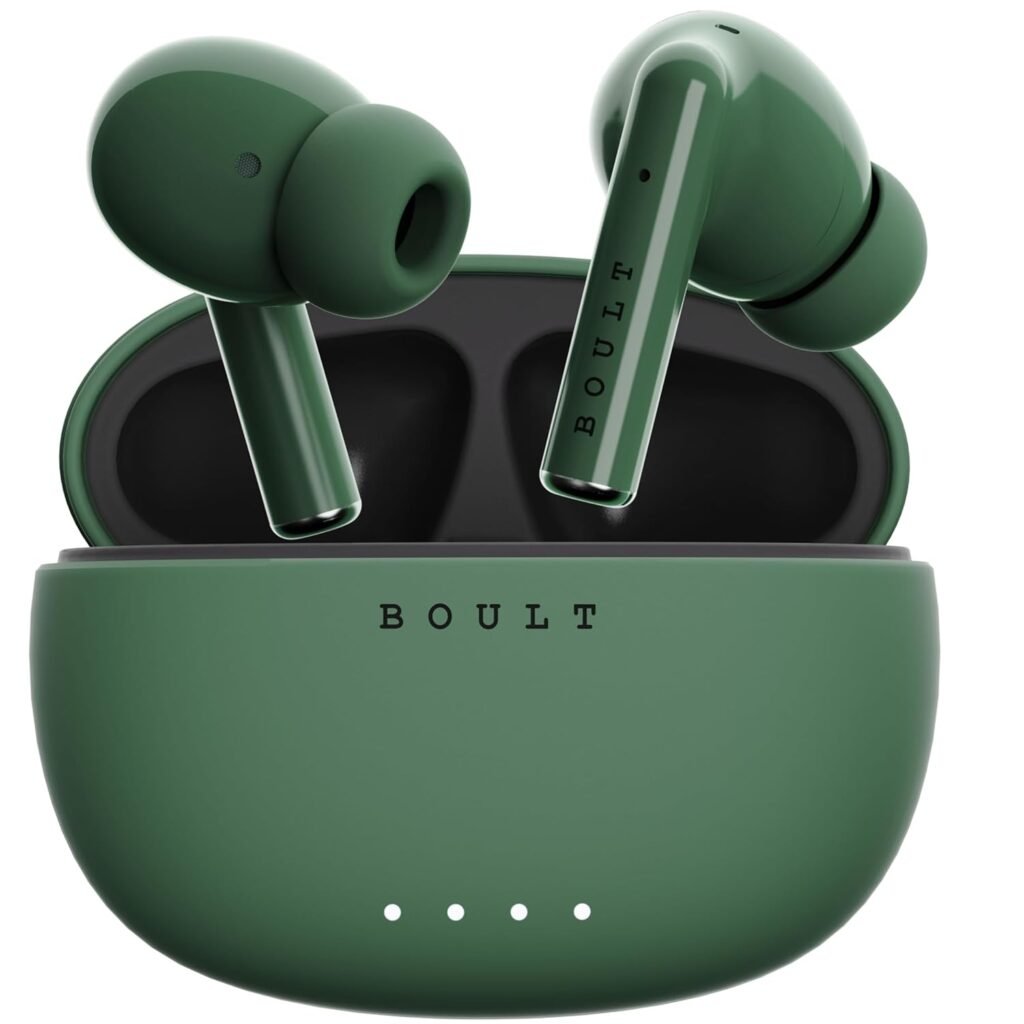 Boult Audio Newly Launched W20 Truly Wireless in Ear Earbuds with 35H Playtime, Zen™ ENC Mic, 45ms Low Latency, 13mm Bass Drivers, Type-C Fast Charging, Made in India, IPX5 ear buds TWS (Pine Green)